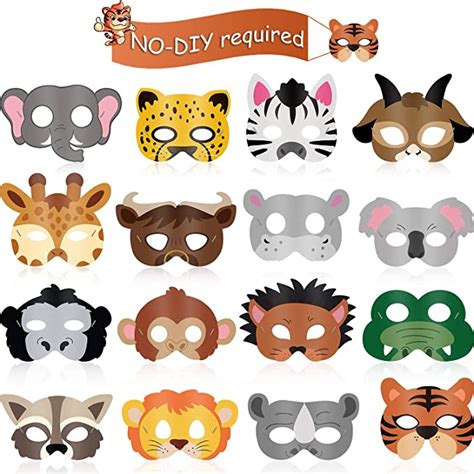 16 Piece Animal Masks Animal Costume Party Favors With 16 Different
