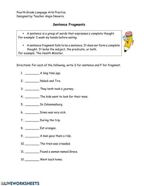 Sentence Fragments Worksheet Sentence Fragments Sentences And
