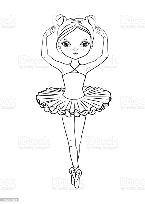 Balleria Coloring Page Outline Of Cartoon Cute Girl In A