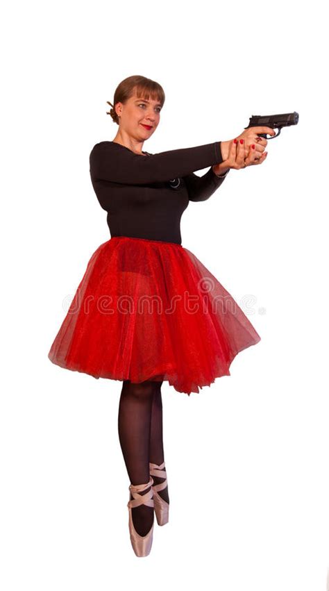 Woman Red Dress Holds Gun Stock Photos Free And Royalty Free Stock
