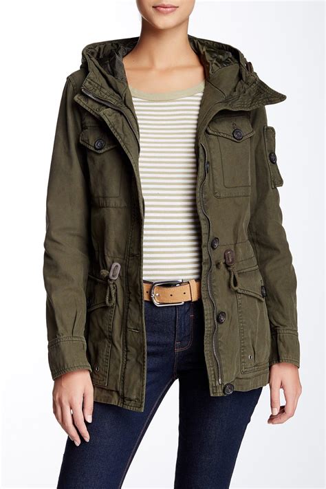 Levis Hooded Military Jacket In Green Lyst
