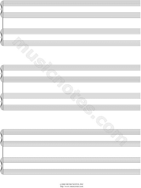 Manuscript Paper For Piano Duet Free Blank Sheet Music