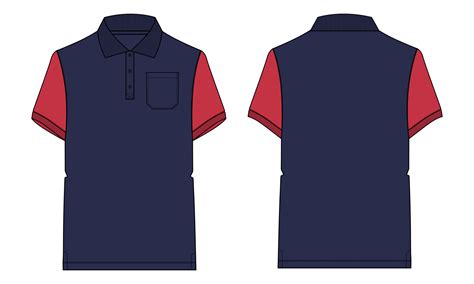 Two Tone Navy And Red Color Short Sleeve Polo Shirt Technical Fashion