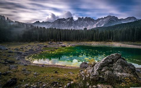 Karersee Lake In The Dolomites Mountain Range Italy Ultra Hd Desktop