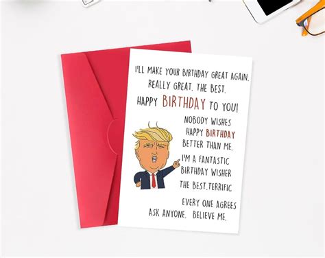 Hilarious Trump Birthday Card Funny Donald Trump Bday Card Etsy