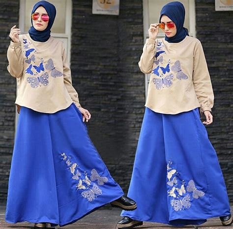 Stripe kulot @50rb kualitas lokal bahan crepe all size fit l warna: Setelan Hijab Modis 3 in 1 Baju dan Celana Kulot Model ...