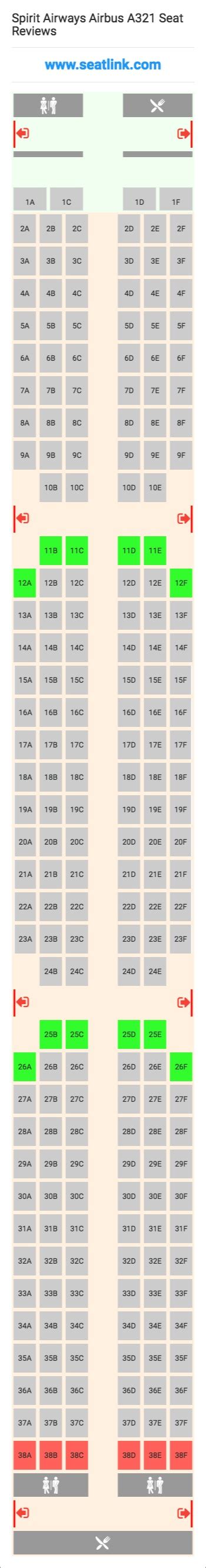 Spirit Airways Airbus A321 Seating Chart Updated March 2024 Seatlink