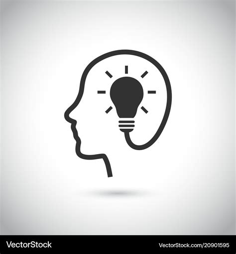 Head With Bulb Icon On Gray Background Royalty Free Vector