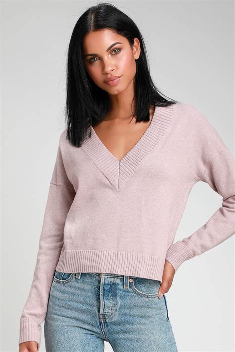 Cute Lavender Sweater Knit Sweater V Neck Sweater Top Lulus