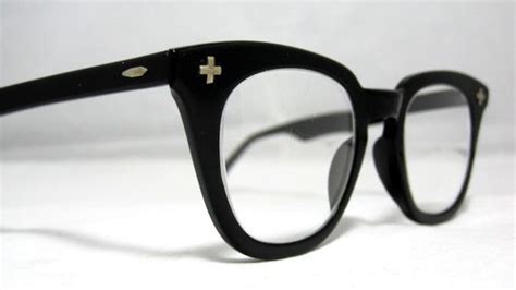 vintage mens eyeglasses horn rim black safety frames bausch etsy men s eyeglasses