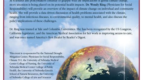 Speaker To Address Climate Change And Its Effect On Human Health