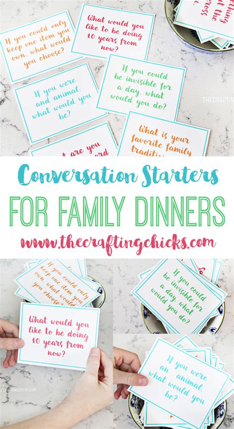 See more ideas about party games, party, dinner party games. Family Dinner Conversation Starter Cards - The Crafting Chicks