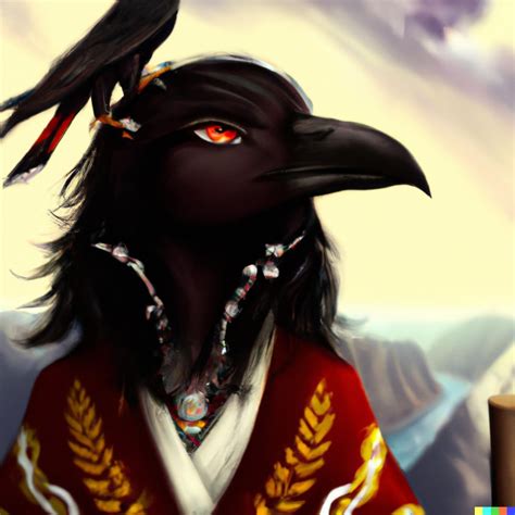 Anthropomorphic Mounain Hawk Eagle Female Samurai Digital Art High