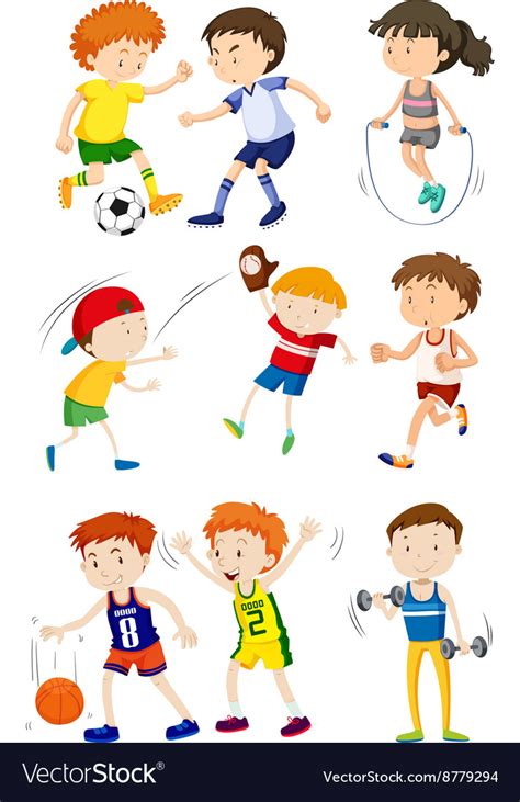 Children Playing Different Sports Royalty Free Vector Image