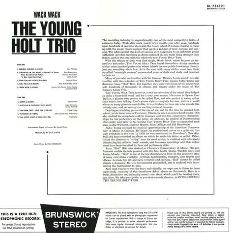 Young Holt Trio Wack Wack Used Vinyl High Fidelity Vinyl Records And Hi Fi Equipment