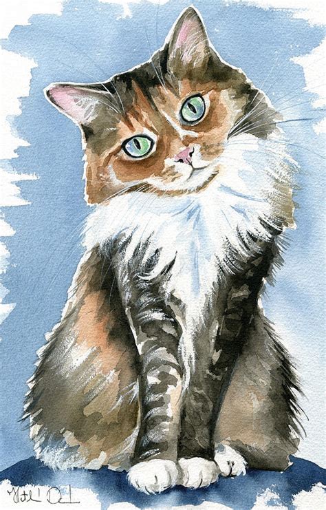 Tilly Long Haired Tortoiseshell Cat Painting Painting By Dora Hathazi