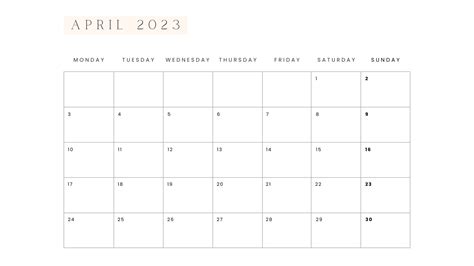 23 Minimalist April Calendars 2023 With Holidays Onedesblog