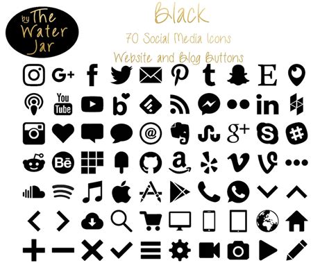 Blog Icons Black Social Media Icons Dark Social Icons Black Etsy