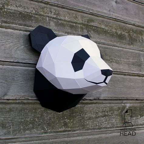 Panda Pepercraft Head Papercraft Trophy Pdf Kit 3d Diy Etsy Nederland