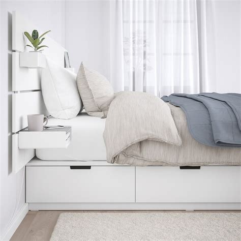 Chambre a coucher moderne, , lit 160x200. NORDLI Cadre de lit+rangement/tête de lit - blanc - IKEA