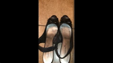 A Load Of Cum Inside Debs Black Montego Bay Club Wedge Heeled Pumps Before She Drives In Them