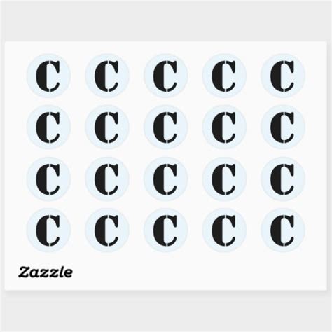 Letter C Stencil Alphabet By Janz Alice Blue Classic Round Sticker Zazzle
