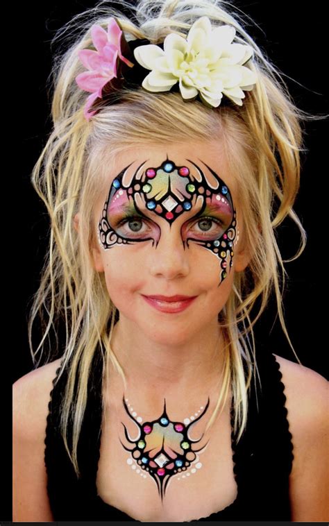 Jeweled Tribal Mask Face Painting Face Painting Designs Girl Face
