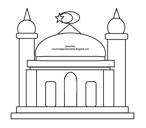 Mewarnai Gambar Masjid Untuk Tk Mewarnai Islami Tk Paud Menara Tugu