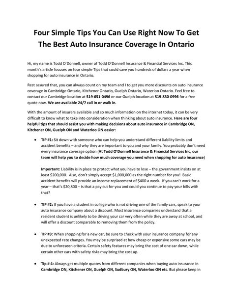 Our #1 recommended travel card, loaded with benefits including excellent travel insurance coverage. Four simple tips you can use right now to get the best auto insurance coverage in ontario by ...