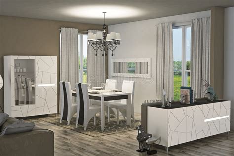 Salle À Manger Original Ultra Design Complète Blanc Laquée Séjour