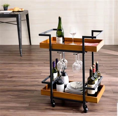 Modern Wooden Whisky Bar Cart Trolley Furniture And Home Living