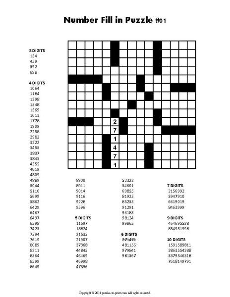 Number Fill In Puzzles Volume 1 Printable Pdf Puzzles To Print