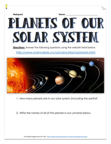 Planets Of The Solar System Webquest Teaching Resources