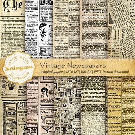 Printable Newspaper Vintage Newspapers Digital Scrapbook Paper