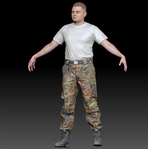 Artstation Bundeswehr Soldier In White T Shirt Ready For Animation 255 Game Assets