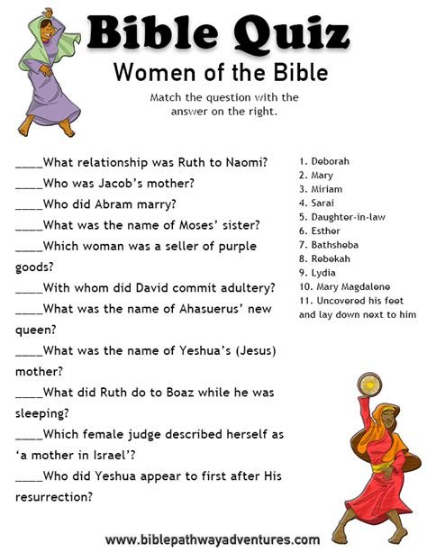 Printable Bible Quiz Women Of The Bible Bible Quiz Bible Lessons