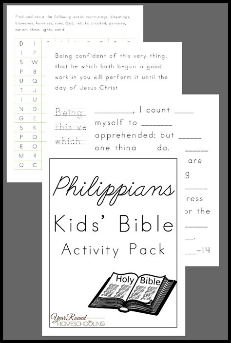 Free Bible Activity Pack For Kids Philippians Thrifty