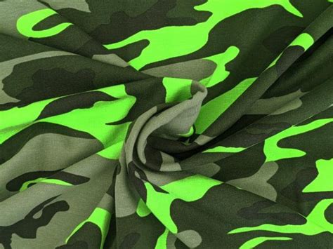 Cotton Jersey Camouflage Camouflage Pattern Green Etsy