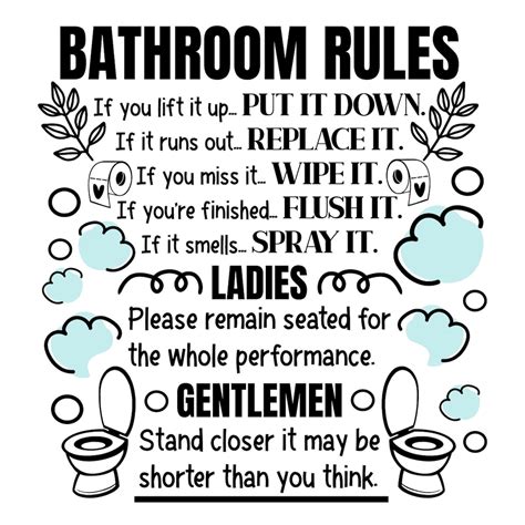 Bathroom Rules Svg Sign Bathroom Svg Bathroom Funny Sign Etsy Uk