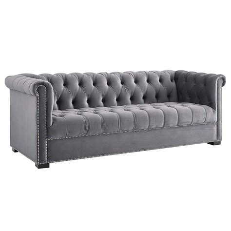Modway Heritage Velvet Tufted Sofa In Gray Cymax Business