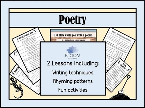 poetry  lesson plans  sample home learning suitable