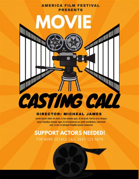 Orange Play Auditions Casting Call Flyer Template Postermywall