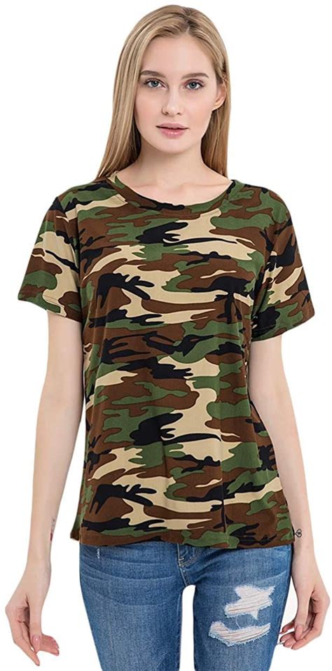 romastory womens camo t shirts short sleeve o neck camouflage t shirt casual tops tees