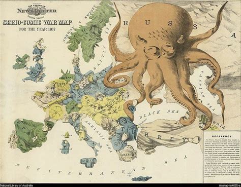 1877 political cartoon map of the russian octopus controlling crimea during the russo turkish