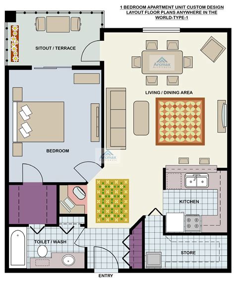 1 Bedroom Apartment Unit Custom Design Layout Floor Plans Anywhere In