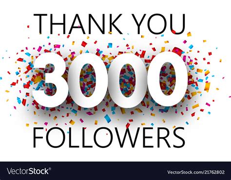 Thank You 3000 Followers Poster With Colorful Vector Image