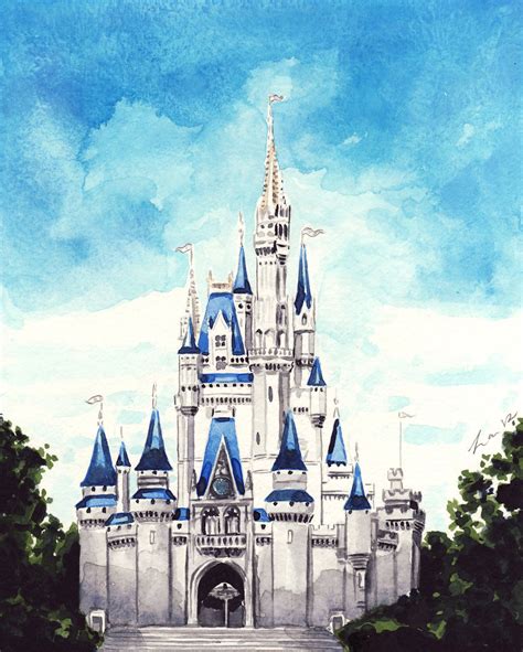Cinderellas Castle Disney World Giclee Print Of Watercolor Painting