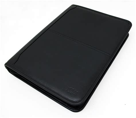 Leather Padfolio Black Genuine Leather Folder Conference Portfolio