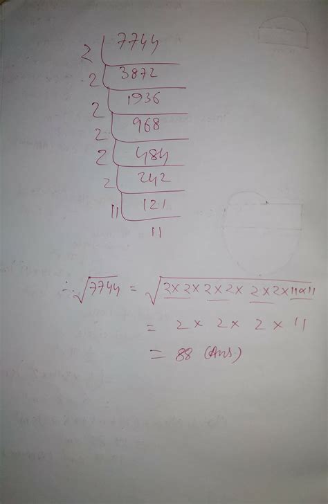 Square Root Of 7744 In Prime Factorization Method Brainly In