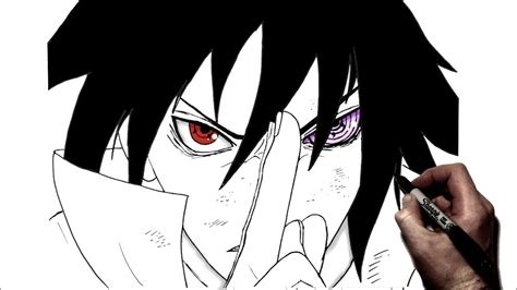 How To Draw Sasuke Close Up Step By Step Naruto Youtube